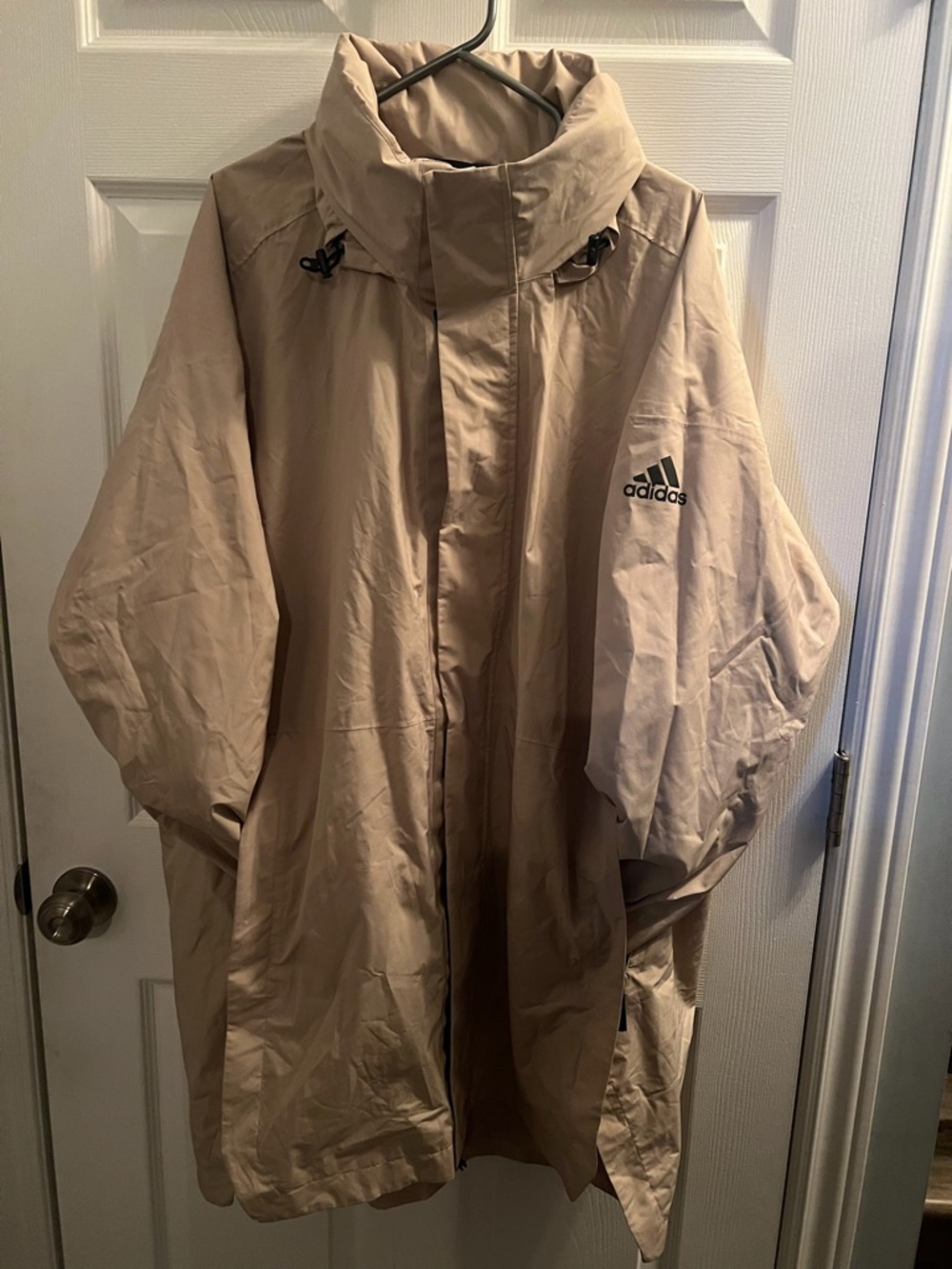 adidas Men’s Light Beige Raincoat with High Collar